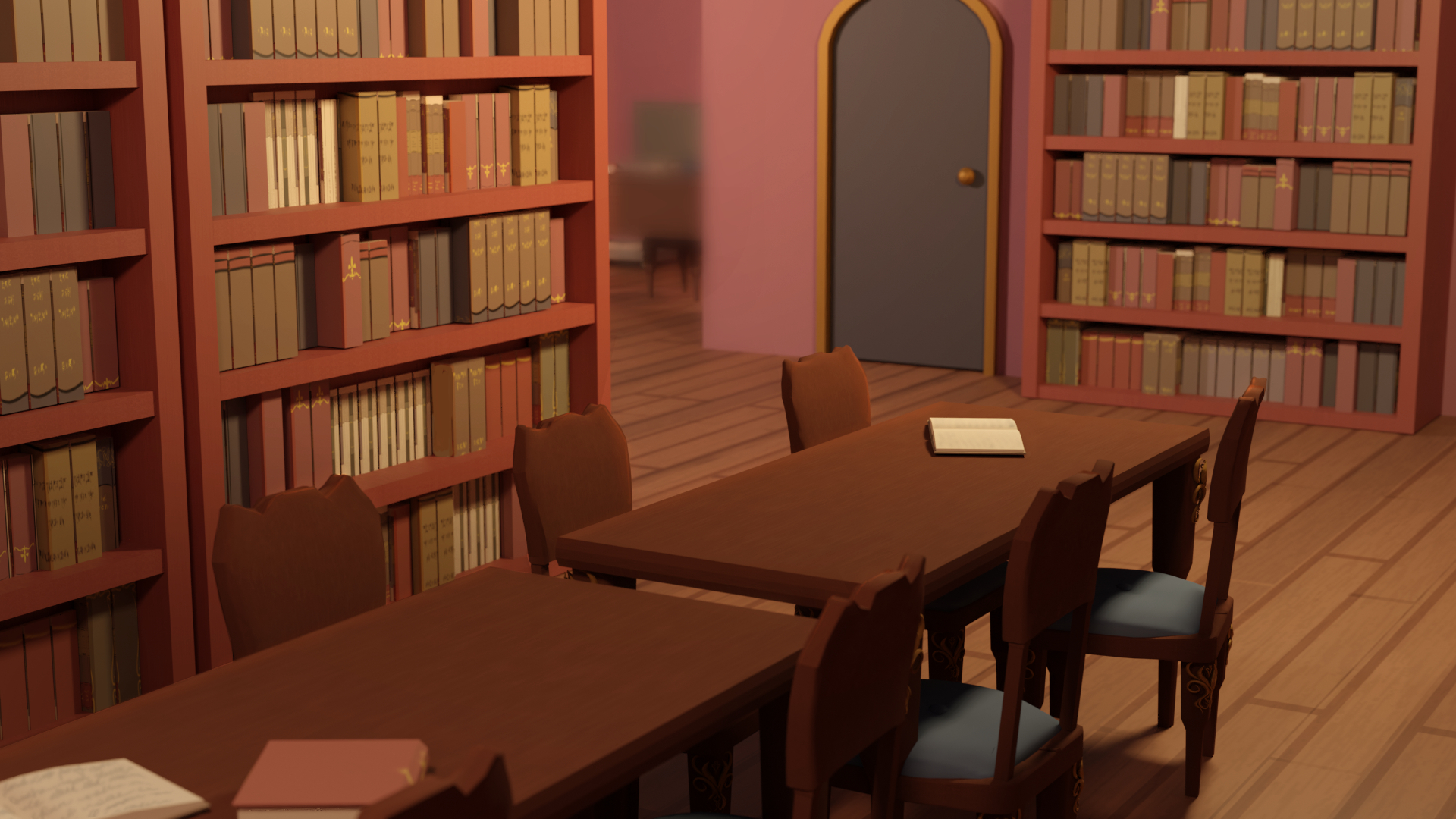3D render of a library